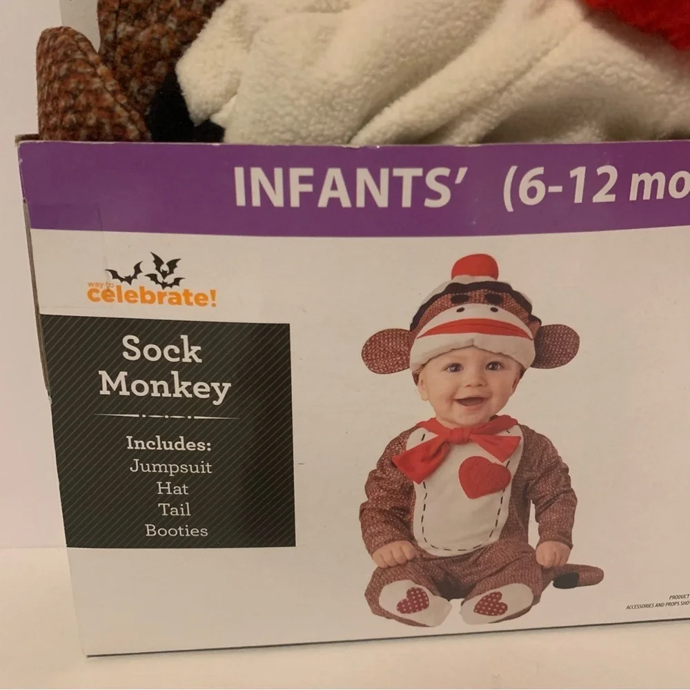 NIB. WAY TO CELEBRATE Sock Monkey Baby Costume